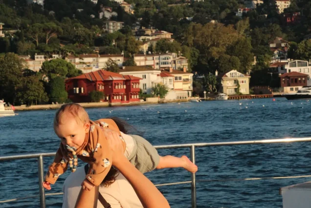 Couple relaxing on the Bosphorus sunset cruise