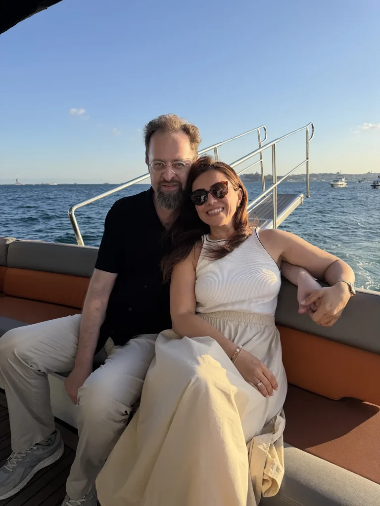Guests on a private boat during a private Bosphorus boat tour in daytime in Istanbul